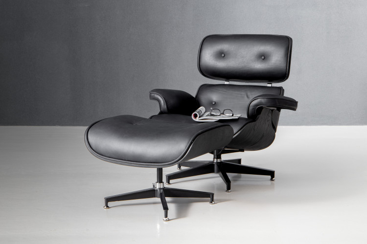 Snowden Lounge Chair - Obsidian Leather Loungers - 4