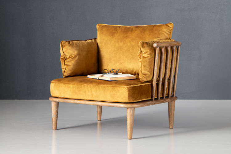 Vesta Velvet Armchair - Mustard Armchairs - 1