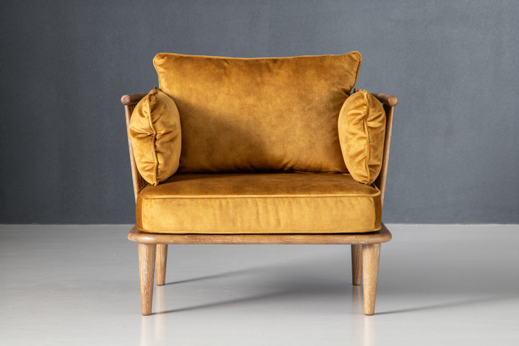 Vesta Velvet Armchair - Mustard Armchairs - 1