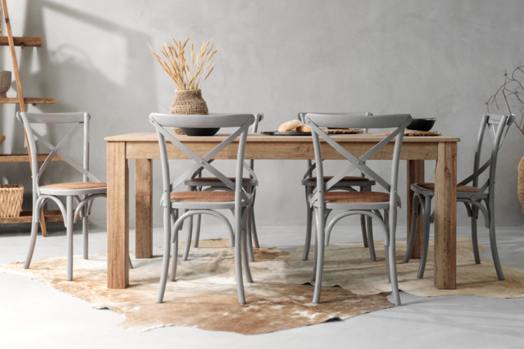 Montreal La Rochelle 6-Seater Dining Set 1.8m - Rustic Grey All Dining Sets - 1
