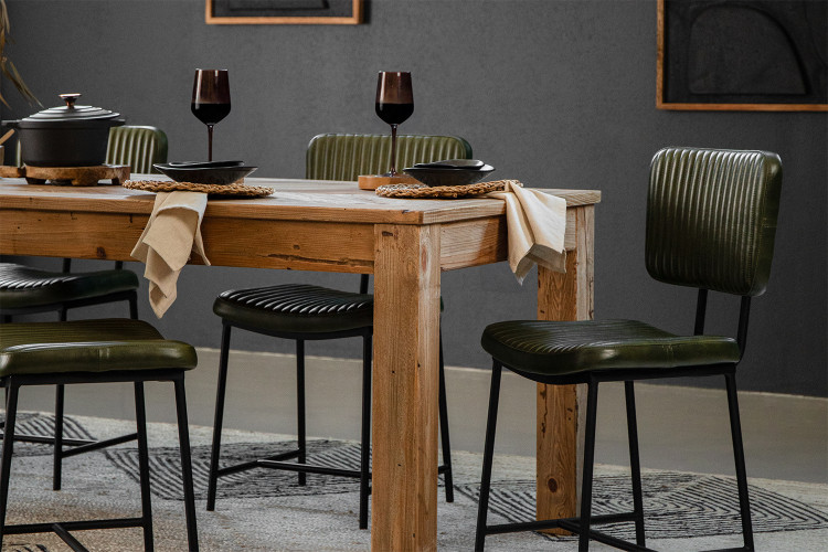 Norris Leather Dining Chair - Vintage Green Dining Chairs - 1