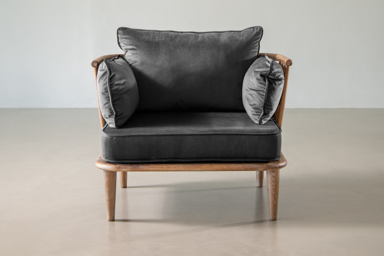 Vesta Velvet Armchair - Charcoal Armchairs - 1