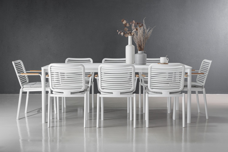 Venice Ceylon 8-Seater Patio Dining Set - White Patio Dining Sets - 1