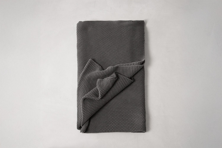 Jamali Moss Knit Throw - Slate Grey Throws - 1