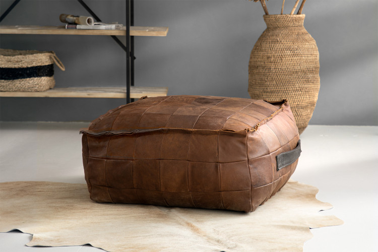 Makira Square Leather Ottoman - Small Ottomans - 1