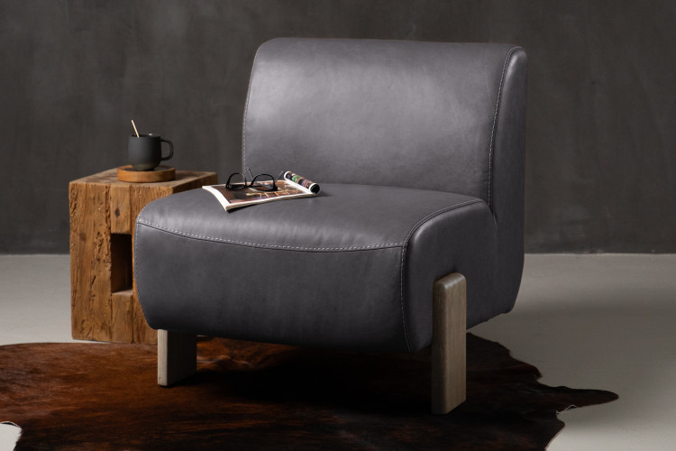 Takara Leather Chair - Charcoal Occasional Chairs - 1