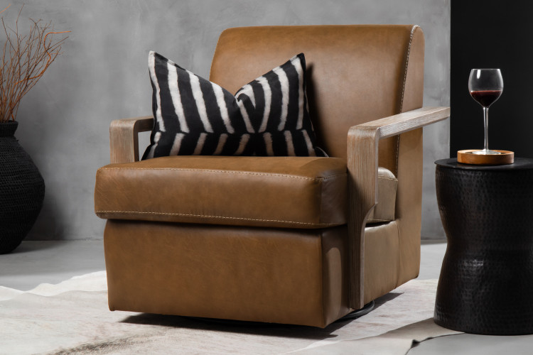 Elara Leather Swivel Armchair - Sahara Armchairs - 1