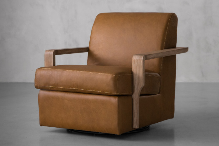 Elara Leather Swivel Armchair - Sahara Armchairs - 1