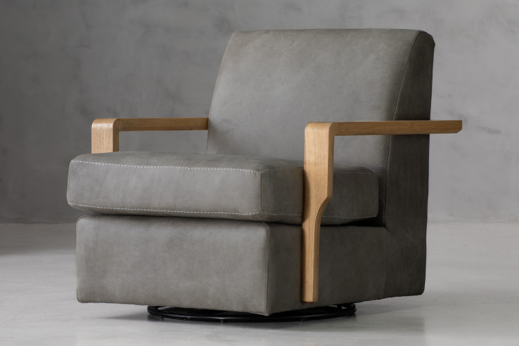 Elara Leather Swivel Armchair - Graphite Armchairs - 1