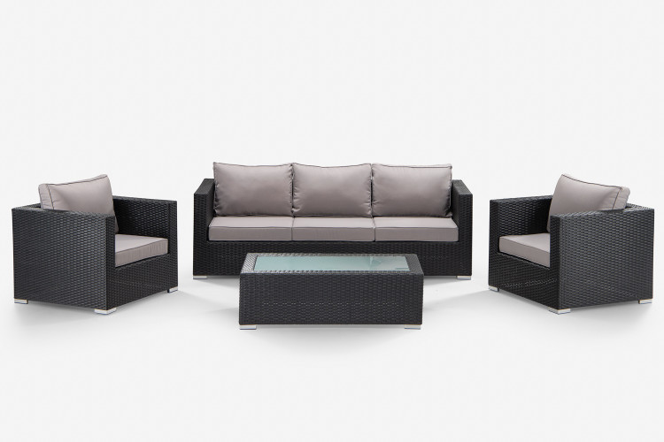 Montae 4 Piece Patio Lounge Set - Black Patio and Outdoor Lounge Furniture - 1