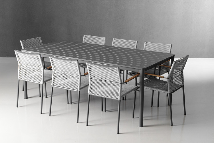 Venice Rozina 8-Seater Patio Dining Set - Charcoal Patio Dining Sets - 1