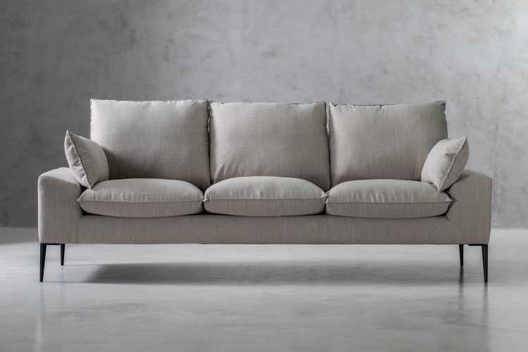 Clapton 3-Seater Couch - Stone 3 Seater Fabric Couches - 1