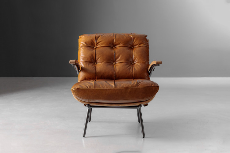Fidel Leather Armchair - Tan Armchairs - 1