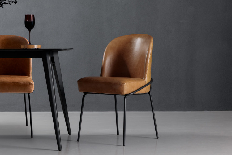 Curva Leather Dining Chair - Dawn Tan Dining Chairs - 1