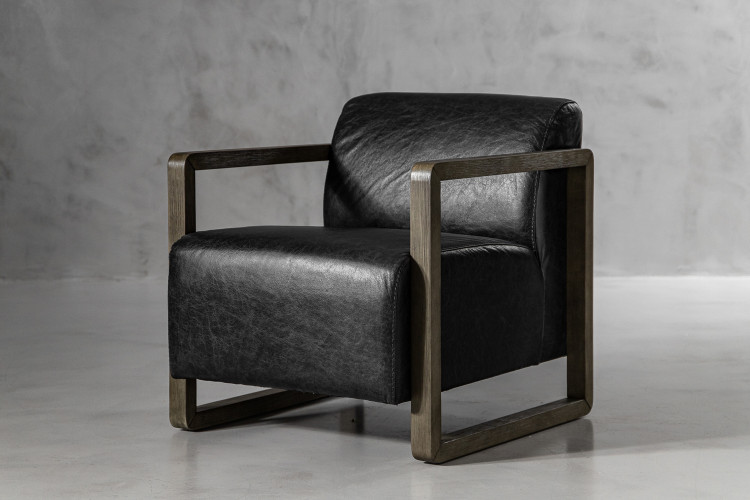 Baku Leather Armchair - Black