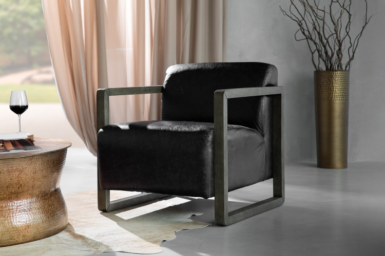 Baku Leather Armchair - Black