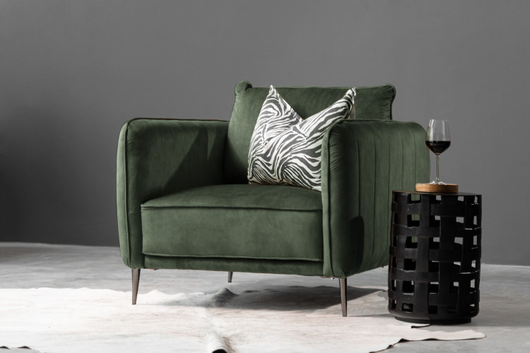 Ottavia Velvet Armchair - Aged Forest Armchairs - 1