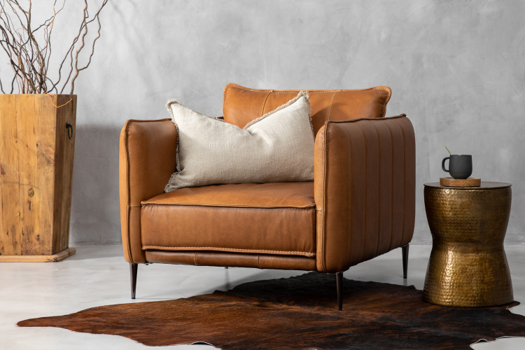Ottavia Leather Armchair - Desert Tan Armchairs - 1