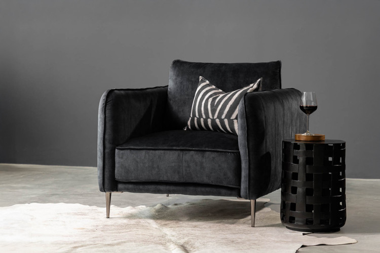 Ottavia Velvet Armchair - Aged Mercury Armchairs - 1