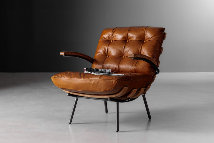 Fidel Leather Armchair - Tan Armchairs - 1