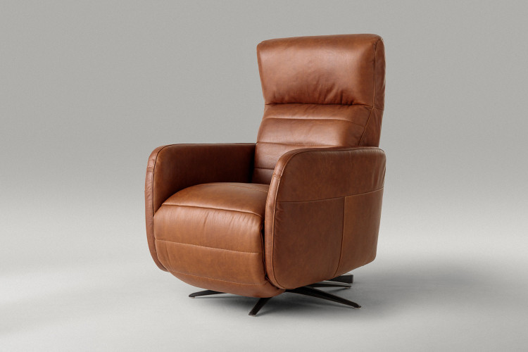 Dixon Electric Single Leather Recliner - Burnt Tan Single Recliners - 1