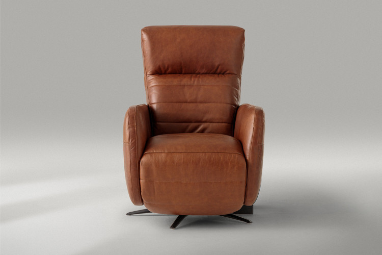 Dixon Electric Single Leather Recliner - Burnt Tan Single Recliners - 1