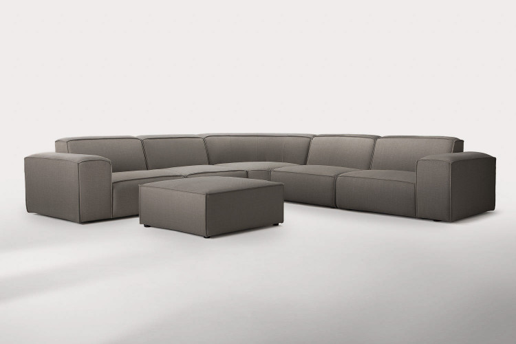 Jagger Modular - Grand Corner Couch with Ottoman - Avalon Grey Fabric Modular Couches - 1