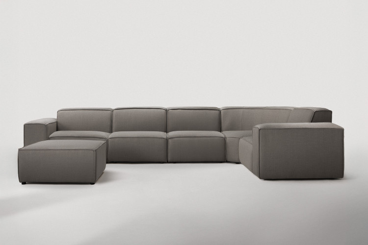 Jagger Modular - Grand Corner Couch with Ottoman - Avalon Grey Fabric Modular Couches - 1