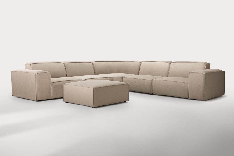 Jagger Modular - Grand Corner Couch with Ottoman - Serenity Sand Fabric Modular Couches - 1