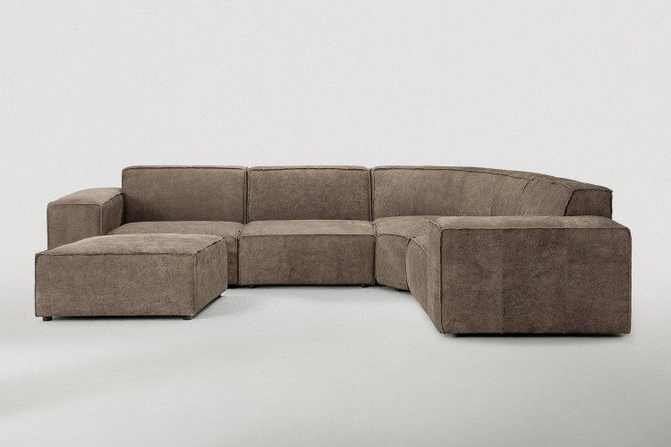 Jagger Leather Modular - Corner Couch With Ottoman - Dune Leather Corner Couches - 1