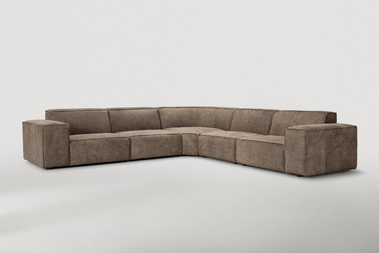 Jagger Leather Modular - Grand Corner Couch Set - Dune Leather Modular Couches - 1