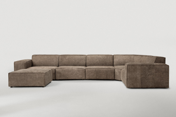 Jagger Leather Modular - Grand Corner Couch with Ottoman - Dune Leather Modular Couches - 1