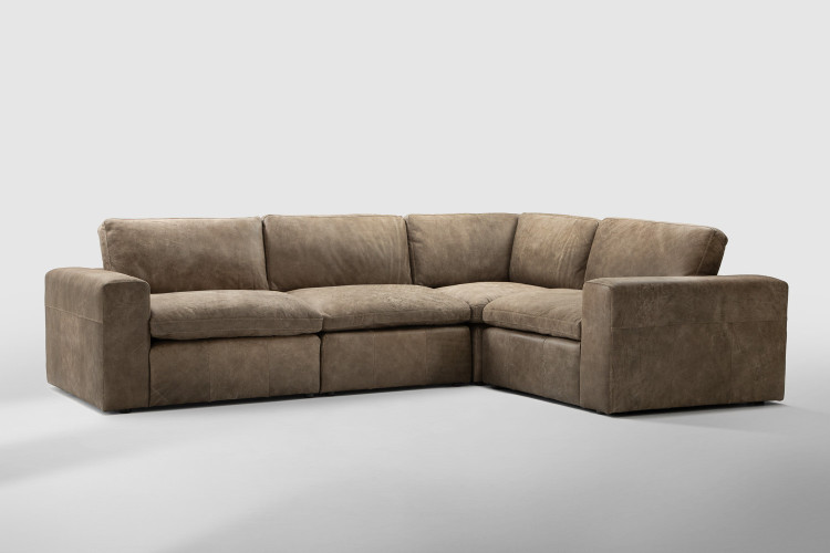 Bexley Leather Modular - Corner Couch Set - Dune Modular Couches - 3