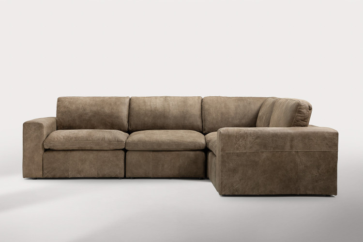 Bexley Leather Modular - Corner Couch Set - Dune Modular Couches - 3