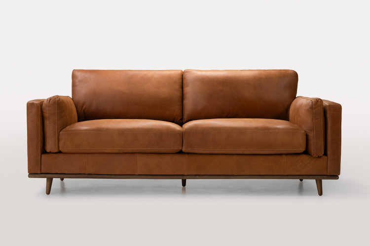 Wallace 3-Seater Leather Couch - Whiskey 3 - Seater Couches - 1