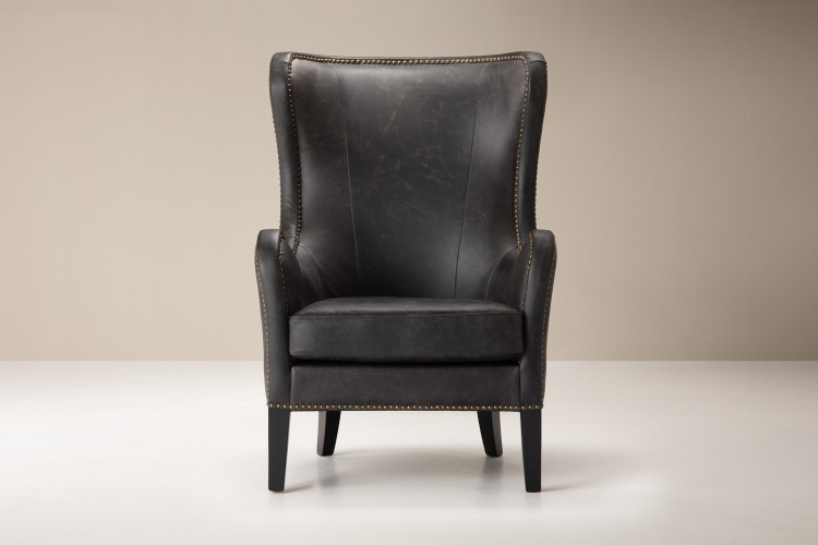 Wiltshire Leather Armchair - Distressed Black Armchairs - 2