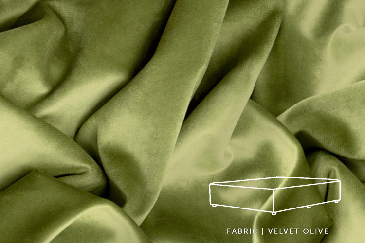 Zoey Upholstered Bed Base - Queen XL - Velvet Olive Queen XL Bed Bases - 1