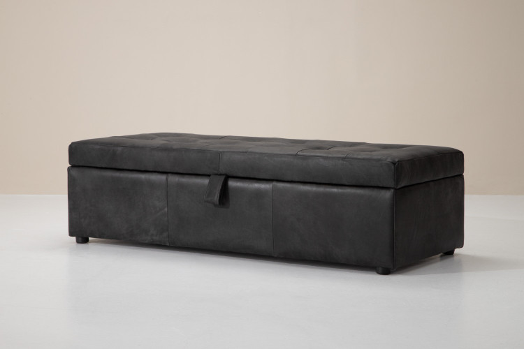 Alora Leather Storage Ottoman - Lead Bed Storage - 1