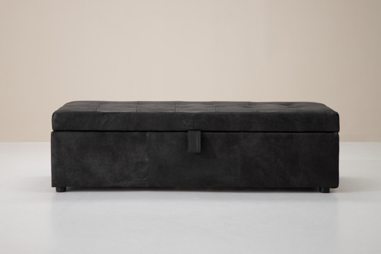 Alora Leather Storage Ottoman - Lead Bed Storage - 1