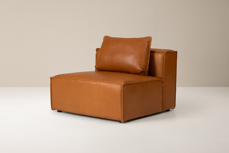 Montclair-Leather 1Div No Arms-Desert Tan Modular Unit - Add-On - 1