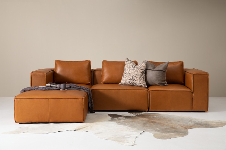 Montclair - Leather Modular L-Shape Couch - Desert Tan L-Shape Couches - 2