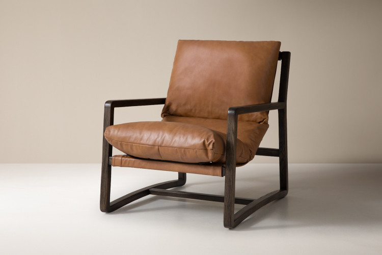Auburn Leather Armchair - Vintage Tan Armchairs - 1