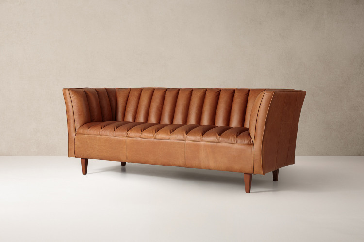 Emerson 3 Seater Leather Couch - Aged Tan 3 - Seater Couches - 1