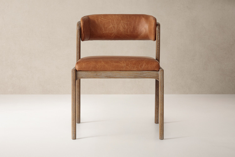 Azalea Leather Dining Chair - Aged Tan Armchairs - 1