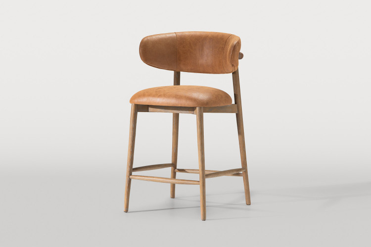 Mallory Leather Counter Bar Stool - Whiskey Dining Chairs - 1