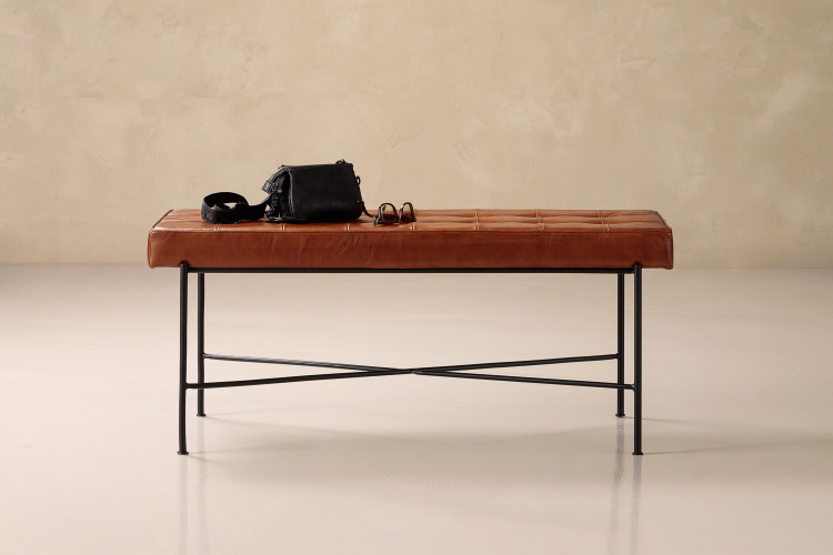 Connery Leather Bench - Bourbon Benches - 1