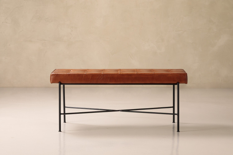 Connery Leather Bench - Bourbon Benches - 1