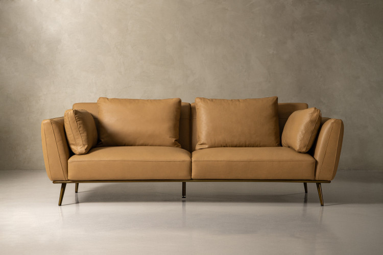 Dover 3-Seater Leather Couch - Taupe 3 - Seater Couches - 1