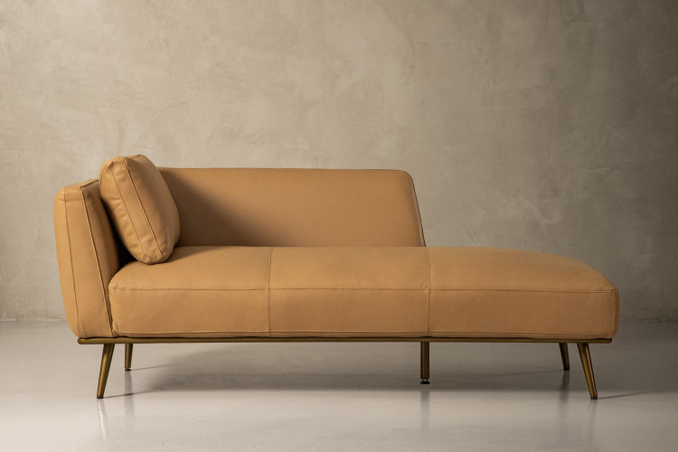 Dover Leather Chaise - Taupe Living Room Furniture - 1