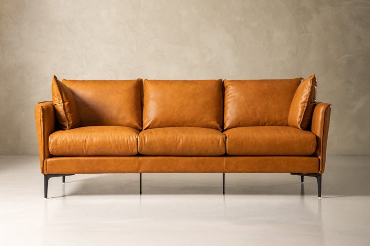 Everly 3-Seater Leather Couch - Whiskey 3 - Seater Couches - 1